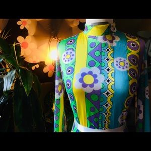 1960s psychedelic mod mini dress.